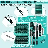 Lash Clusters Kit 280Pcs,60D 80D Eyelash Extension Kit,Lash Bond and Seal Waterproof,Lash Remover for Individual Cluster Lashes Kit,Lash Applicator Tool for DIY Lash Extension Kit(D-Mix9-16mm Kit)