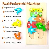 Montessori Mama Wooden Toddler Puzzles for Kids Ages 2-4, Montessori Toys for 3 Year Old, Animal Toddler Toys Ages, 4-Pack Learning Toddler Puzzle