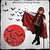 DIYLN Vampire Costume Kids Boy Deluxe Gothic Vampire Costume Set Toddler Halloween Costumes Cape Dress up Outfit with Accessories Teeth Cane Stickers DY026L