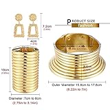 SAILIMUE 4pcs African National Jewelry for Women African Egyptian Choker Collars Gold Chunky Statement Leather Necklace Bangle Bracelet Earring Jewelry Set Gold