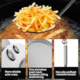 Newness Fine Mesh Skimmer Spoon, Professional 304 Stainless Steel Hot Pot Fat Strainer for Oil Filter Skimming Grease and Foam, Durable Multi-Functional Kitchen Cooking Mesh Food Strainer Ladle-3 Pack