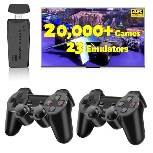 HRYYDS 2025 Retro Gaming Console Pro 4K HDMI with 20,000+ Built-in Classic Video Games - Plug & Play Game Stick for TV with 2 Wireless Controllers | 23 Emulator Support 64GB
