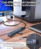 USB C to USB Hub 4 Ports with 2ft Extended Cable, Syntech USB 3.0 Hub with a USB C to USB Adapter (USB 2.0), Compatible with iPhone 15 Pro Max, Thunderbolt 4/3, MacBook Pro, iPad Pro, iMac, Surface