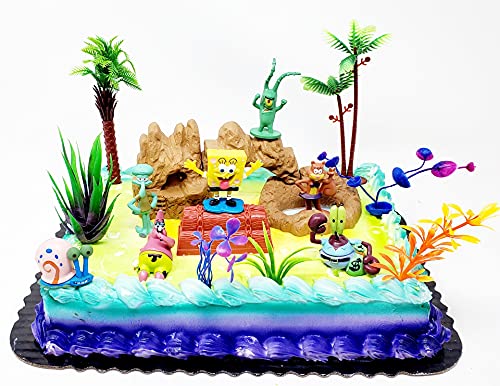 Spongebob Squarepants Cake Topper with Patrick, Plankten, Squidward, Sandy and Friends (Unique Design)