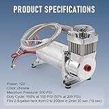 DICMIC 12V 444C 200 PSI Chrome Air Compressor for Auto/Motorcycle