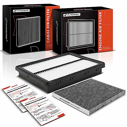 A-Premium 2-PC Engine & Cabin Air Filter with Activated Carbon Compatible with Hyundai Santa Fe Sport 2017-2018 & Kia Sedona 2015-2021 Replace# A39155, 971333SAA0