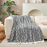 Snuggle Sac Twin Size Bedding Blanket Black Space Dye, Super Soft Warm Cozy Knit Blankets for Bed, Sofa, Living Room, Space-dye Black, 60x80 inches