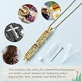 Imrsanl Cremation Jewelry Urn Necklace for Ashes Pendant with Hollow Glass Vial Cylinder Cremation Keepsake Memorial Lockets Ashes Holder for Women Men Pet (Gold)