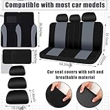 Fabbay 21 Pcs Car Seat Covers Full Set Car Floor Mats Steering Wheel Cover Armrest Seat Belt Pad Seatbelt Cup Mats Emblem Ring Sticker for Sedans Trucks SUV(Black, Gray)