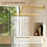 HomGoo Shower System with Tub Spout, Shower Faucet Set with 10-Inch Rain Shower Head, Handheld Shower head and Shower Faucet Trim valve, Wall Mounted Bathroom Shower Combo Set,Gold