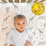 The Peanutshell 4-Pack Organic Fitted Crib Sheet Set - Soft & Breathable Baby Girl or Boy Crib Sheets, 100% Jersey Cotton Nursery Decor, Fit for Standard Mattress Cover- Caramel Safari