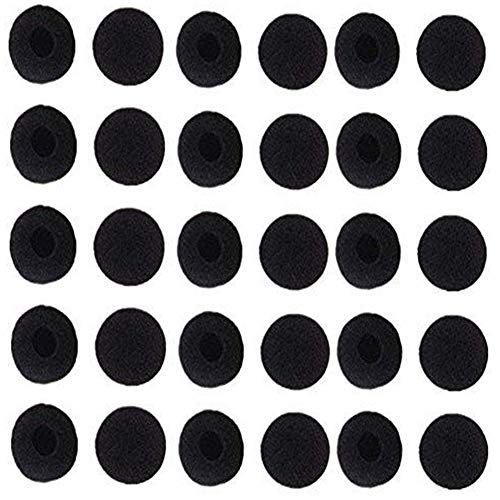 Lsgoodcare 50Pcs Soft Foam Earbud Headphone Ear Pads Replacement Sponge Covers Tips Foam Cushions Pad Protector Earplugs for Earphone Headset Earpiece MP3 MP4 Moblie Phone, Diameter 18MM, Black Color