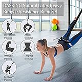 DASKING Natural Latex Heavy Bungee Resistance Band Set Gravity Yoga Bungee Cord Resistance Belt Set 4D Bungee Dance Rope Workout Fitness Home Gym Professional Training Equipment for Better Stretching