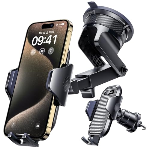 [2025 True Military-Grade] Car Phone Holder VANMASS [Upgraded Strongest Suction & Clip] Cell Phone Mount for Dashboard Windshield Vent,Truck Cradle Stand for iPhone 16 Pro Max 15 14 13 Samsung Android