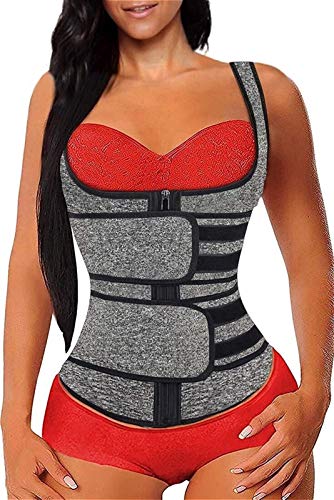 TIGAILIAN Flat Stomach Sheath for Women Invisible Abdominal Shaping Belt Postpartum Belt Sauna Suits (Color : Gray, Size : Large)