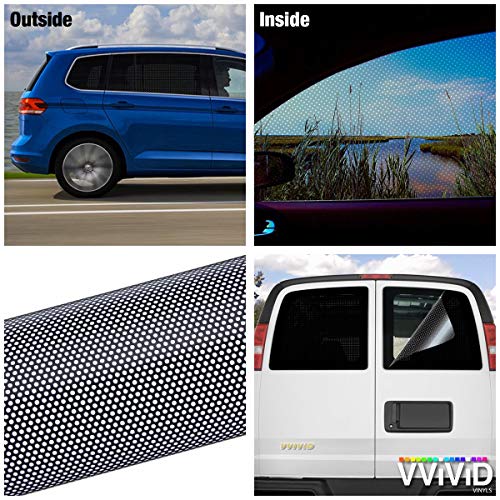 VViViD Black Perforated One-Way Vision Vinyl Automotive Window Wrap Roll (10ft x 4ft)