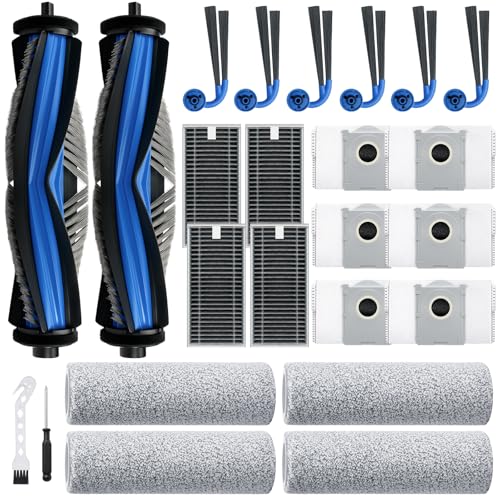 Bluevisk X9 Pro Omni Replacement Parts for Ecovacs Deebot X9 Pro Omni X9 Pro Robotic Vacuum Cleaner Parts with 2 Roller Brush,4 Mop,4 HEAP,6 Dust Bags,6 Side Brushes,1 Screwdrivers,1 Clean Brush