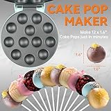 Baker's Friend Cake Pop Maker Machine Set with Cake Pop Stand, Sticks & Fork Tool, 12 Cake Pops Capacity, Aquamarine