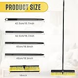 Zhehao 6 Pack 18 Inches Push Broom Outdoor, Multi Surface Garden Brush Broom with Adjustable 63" Long Handle for Deck, Driveway, Patio, Warehouse, Garage, Yard, Concrete Floor Cleaning