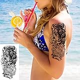 72 Sheets 3D Flowers Temporary Tattoos for Women Adult, Including 12 Sheets Large Fake Tattoos That Look Real and Last Long, Waterproof Rose Moon Butterfly Tiger Snake Tattoos and Flowers Tattoos