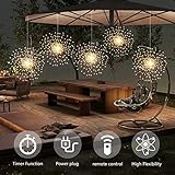 PXBNIUYA 5 Pack 1000LED Plug in Starburst Sphere Lights,Firework Lights 8 Modes Dimmable Remote Control Waterproof Hanging Fairy Light, Copper Wire Lights for Patio Party Tent Christmas (Warm White)