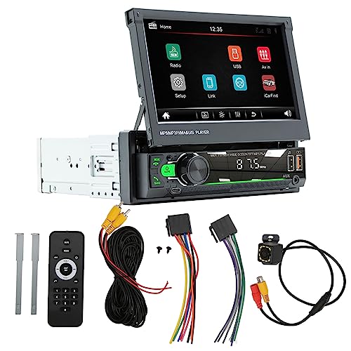 7 Inch Retractable Car MP5 Player with, FM AM, Backup Camera, Support Mirror Link, Hands Calling, Steering Wheel Learning Subwoofer Player