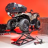 Black Widow Extra-Wide Air or Hydraulic Motorcycle ATV Lift Table 1,500 lb. Capacity Diamond Plate Surface with 32" Maximum Lift Height