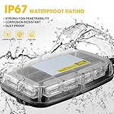 Leelosp 3 Pack Roof Top Mini Strobe Light Bar 48 LED Strobe Warning Light Magnetic Base Flashing Emergency Safety Warning Beacon Lamp for Construction Vehicle Snowplow Truck Postal Car