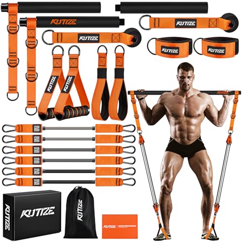 KUTIZE Pilates Bar Kit with Resistance Bands, Heavy Duty Pilates Equipment for Men, Strength Training Bar for Legs, Hip, Back, Arm, Abs, Chest, Shoulders, Portable Home Gym Full Body Workout Equipment