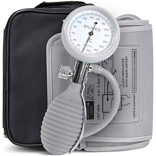 Greater Goods Sphygmomanometer, Latex-Free, Manual Blood Pressure Monitor, Gray