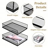 Magazine File Holder, 2 Pack Desk Organizer and Accessories, Metal Paper Tray Organizer for Desk, Office Document Organizer Wire Mesh Letter Trays Stackable Desk File Storage Desk Basket, Black