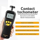 Handheld Contact Tachometer, Contact LCD Digital Tachometer, Measuring Range: 0.5-19999 RPM, Used in Motor, Electric Fan, Automobile, Plastic, Paper and Other Manufacturing Industries