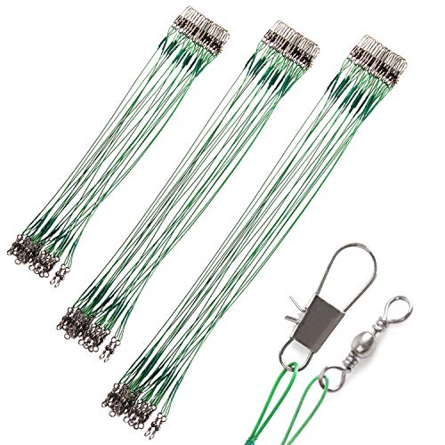 AIRKOUL 60pcs Fishing Leaders Wire Stainless Steel Fishing Leader Line with Swivels Snap, Connect Tackle Lures Fishing Rig or Hooks 3 Size-Airkoul Fishing Leaders