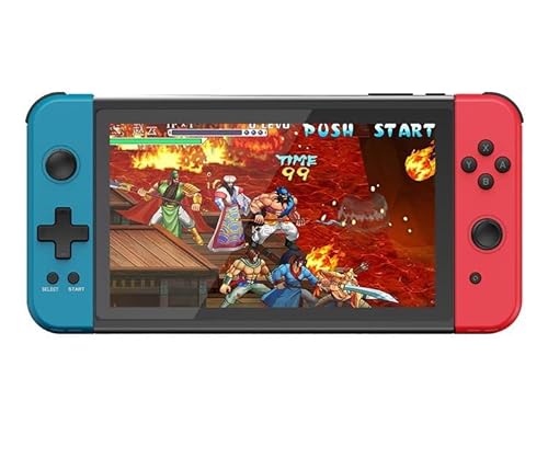 X70 Handheld Game Console, 7.0 inch IPS HD Screen Retro Games Consoles Classic Video Games Console with 64G Memory Cards & 6000 Games, Built-in 3500mAh Rechargeable Battery(Blue & Red)