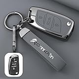 Car Key Fob Cover for Citroen C4 Grand Picasso 2010-2013, Key Fob Case with Keychain Key Shell Case Full Protection Car Key Fob Protector Key Case Shell Interior Accessories,Grey-E