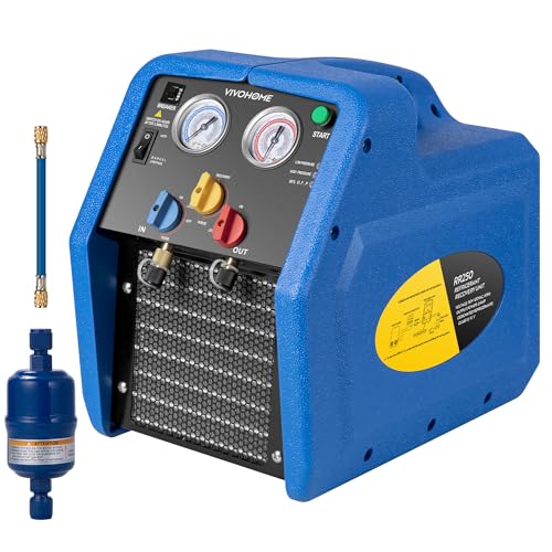 VIVOHOME R1234yf R32 R454B 3/4 HP Portable Refrigerant Recovery Machine Oil-Less, Freon Recycling Unit HVAC for Vapor Liquid Refrigerant, Car Air Conditioning