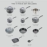 T-fal 28 Piece Set Ultimate Hard Anodized Nonstick Cookware Set With Ice Force Stainless Steel Kitchen Knife Set and Wood Block