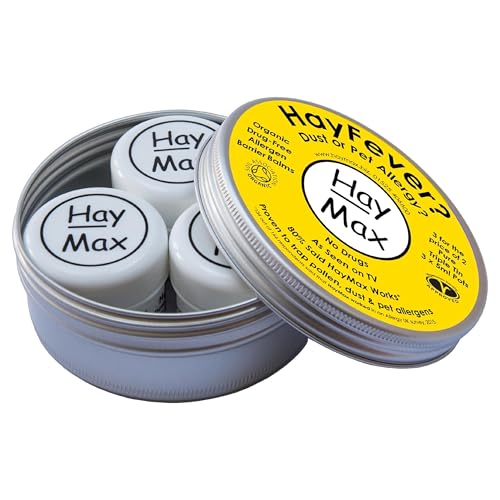 HayMax Allergen Barrier Balm Triple Tin Pure - Pack of 3 - Organic, Natural & Non-Drowsy Hay Fever & Allergy Relief Balm - Traps Pollen, Dust & Other Allergen Particles - Apply Around The Nose & Eyes