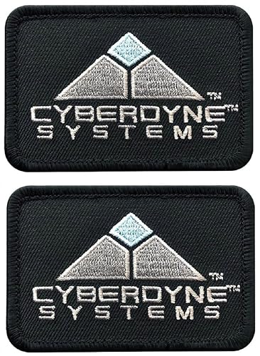 Terminator Movie Cyberdyne Systems Logo Morale Patch - 2pc Bundle 3 x 2 inch Hook Fastener Backing P431