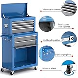 Tool Chest 8-Drawer | 42'' Large Rolling Tool Chest with Wheels | Detachable Top Metal Tool Box | Garage Storage Cabinet for Repair Room,Warehouse | Rolling Tool Box with Hooks,Liners,Tray Divider