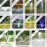 HALF OFF PONDS 3/4 HP Floating Fountain | 100 Foot Cord | 11 Patterns | Color-Changing Lights | Surface Aeration for Ponds | AQF80003X9-100