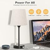 Mini Bedside Lamps for Bedrooms Set of 2 - Nightstand Bedroom Lamps with USB C Port and AC Outlet Charging, Dimmable Touch Small Bed Side Table Lamp, Black Night Stand Light for Kids/Guest Room