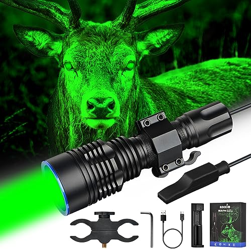 ANEKIM UC20Pro Green Hunting Light Kit, 1783m Spotlight 2200 High Lumen Predator Light for Tactical Flashlight for Hog Coyote and Varmint Night Hunting