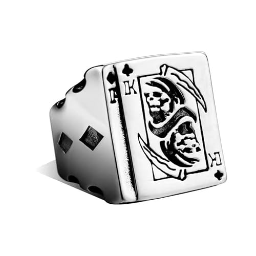 LAIMIUMIU33 Death Grim Reaper with scythe Skull Rings for men Devil Clubs King Poker style Biker 316 Stainless Rings Iced Out Jewelry Punk Ring Hip Hop Devil Demon Gothic Style mens fashion ring,