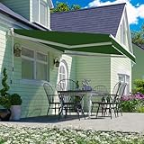 PATISOL 8'x7' Patio Awning Retractable Fully Assembled Manual Sunshade Shelter Aluminum Frame, 100% 280G Polyester Water-Resistant Outdoor Window Door Awning Deck Canopy Balcony Yard Business (Green)