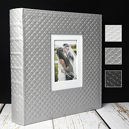 Photo Album fazhongfa Photo Books for 4x6 Pictures Large Capacity Wedding Albums Hold 500 Photos for Family Couple Memories Book Birthday Anniversary Travel Foto Album Acid Free (Silver)