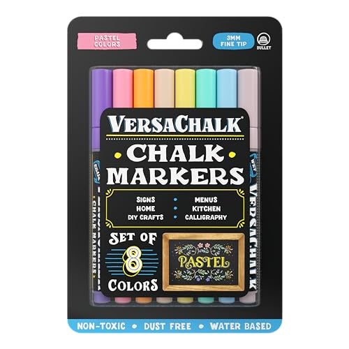 VersaChalk Pastel Liquid Chalk Markers, Set of 8-3mm Tip