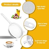 4 Pcs Plastic Nylon Mesh Strainers for Kitchen with Handle Double Ear Nylon Mesh Colander Yogurt Milk Filter Juices Strainer for Filtering Coffee Juice Kefir Milk Tea (3 Inch, 5 Inch, 6 Inch, 7 Inch)