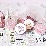 Pink It's a Girl Baby Shower Chocolate Kisses Party Favor Candy Stickers - Sweet Baby Girl - 180 Count