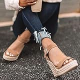 VICKI·VICKI Women's Platform Sandals Wedge Ankle Strap Open Toe Sandals Khaki Size 8